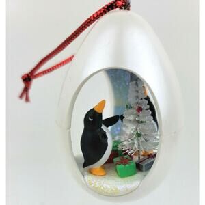 Hallmark Winter Surprise Penguins 1989 Christmas Open Ornament Holiday 3 inch